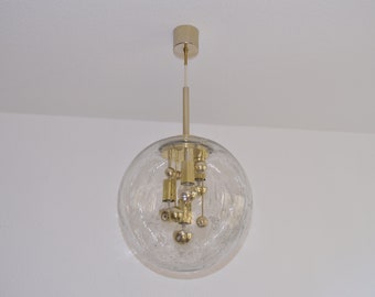 wonderful large ice glass Lamp by DORIA / Big Ball / Bubble Lamp / Mid Century Lamp