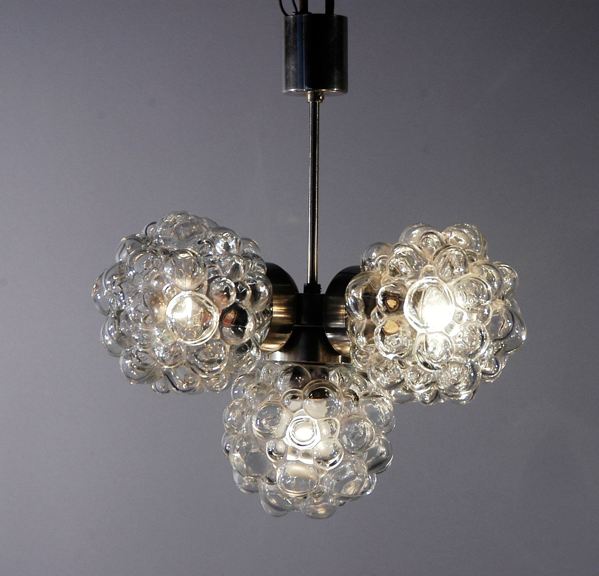 Wonderful Mid-Century Modernist Bubble Crystal Glass Chandelier By Lustry 1960S