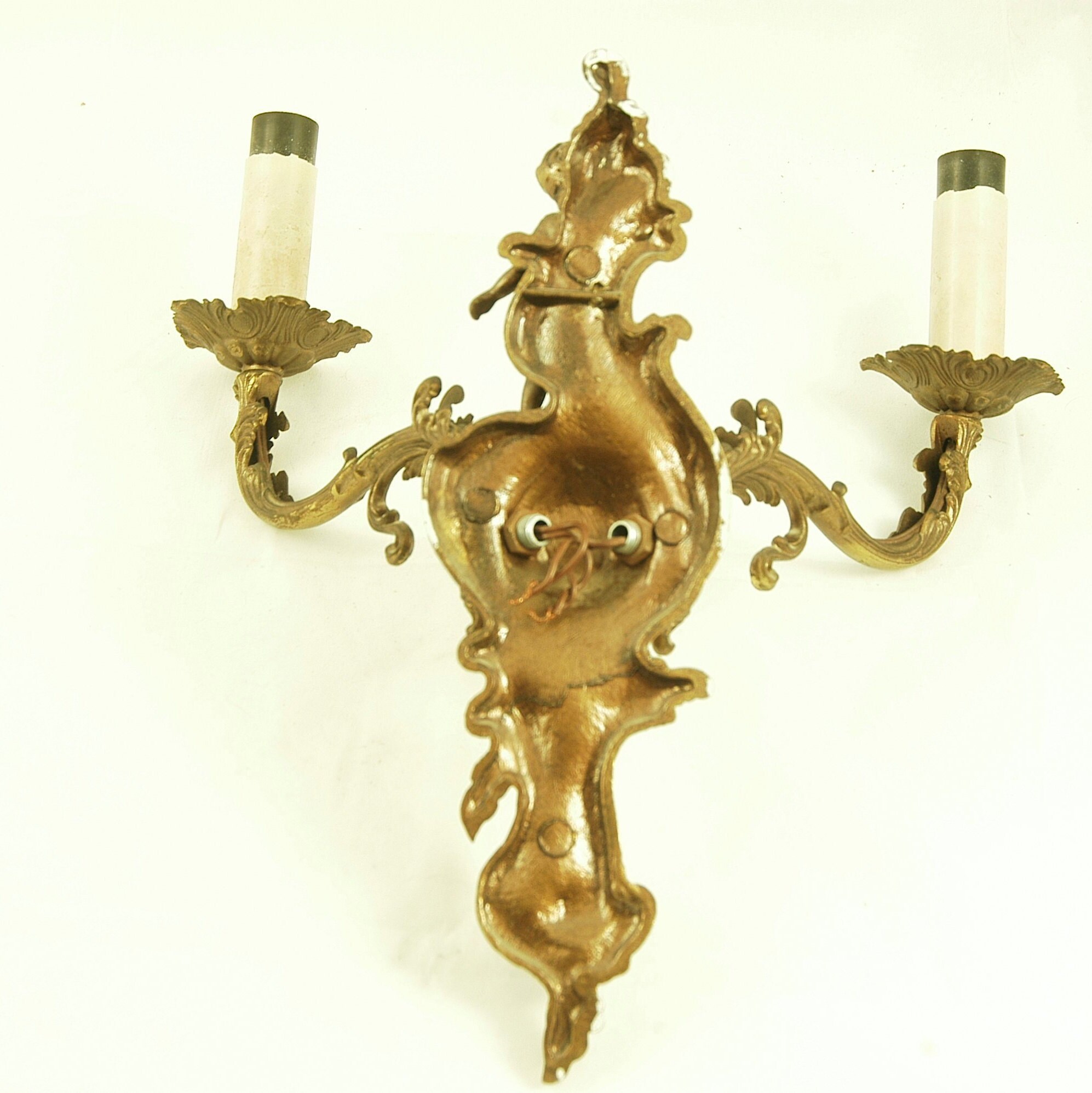 Lámpara de pared, circa 1950 con lámparas de pared de latón vintage