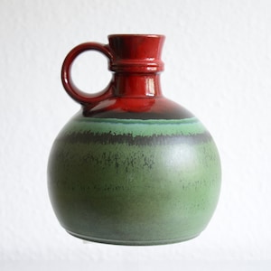VASO IN CERAMICA STEULER / vaso in ceramica anni &#39;70 / vaso in ceramica rosso/verde