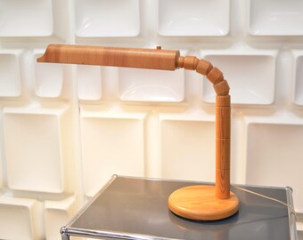 SOLBACKENS / Rare neon table lamp / Desk lamp / Real wood / Scandinavian design / Handmade