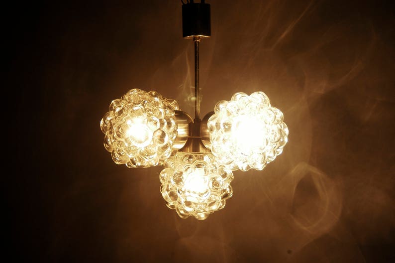 wonderful Mid-Century Modernist Bubble Crystal glass chandelier by Lustry 1960s image 9