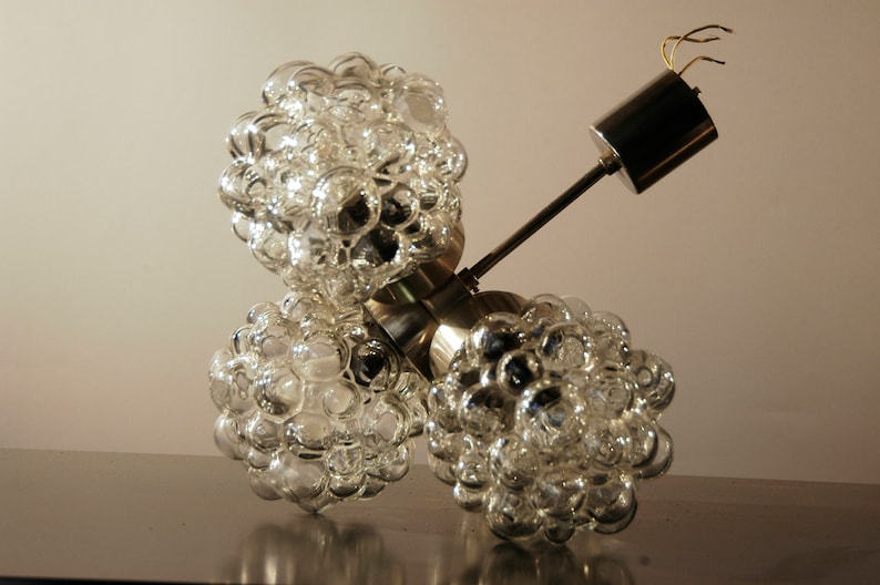 wonderful Mid-Century Modernist Bubble Crystal glass chandelier by Lustry 1960s image 7