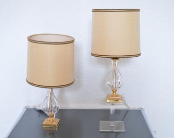 Vintage bedside lamps / table lamp made of gold-plated brass and glass / Midcentury Nightlamp / night light