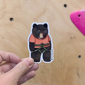 Black Bear Climbing Animal Sticker | Climbing Sticker | Top Rope Sticker | Trad Climbing Sticker | Animal Sticker | Bear Vinyl Sticker