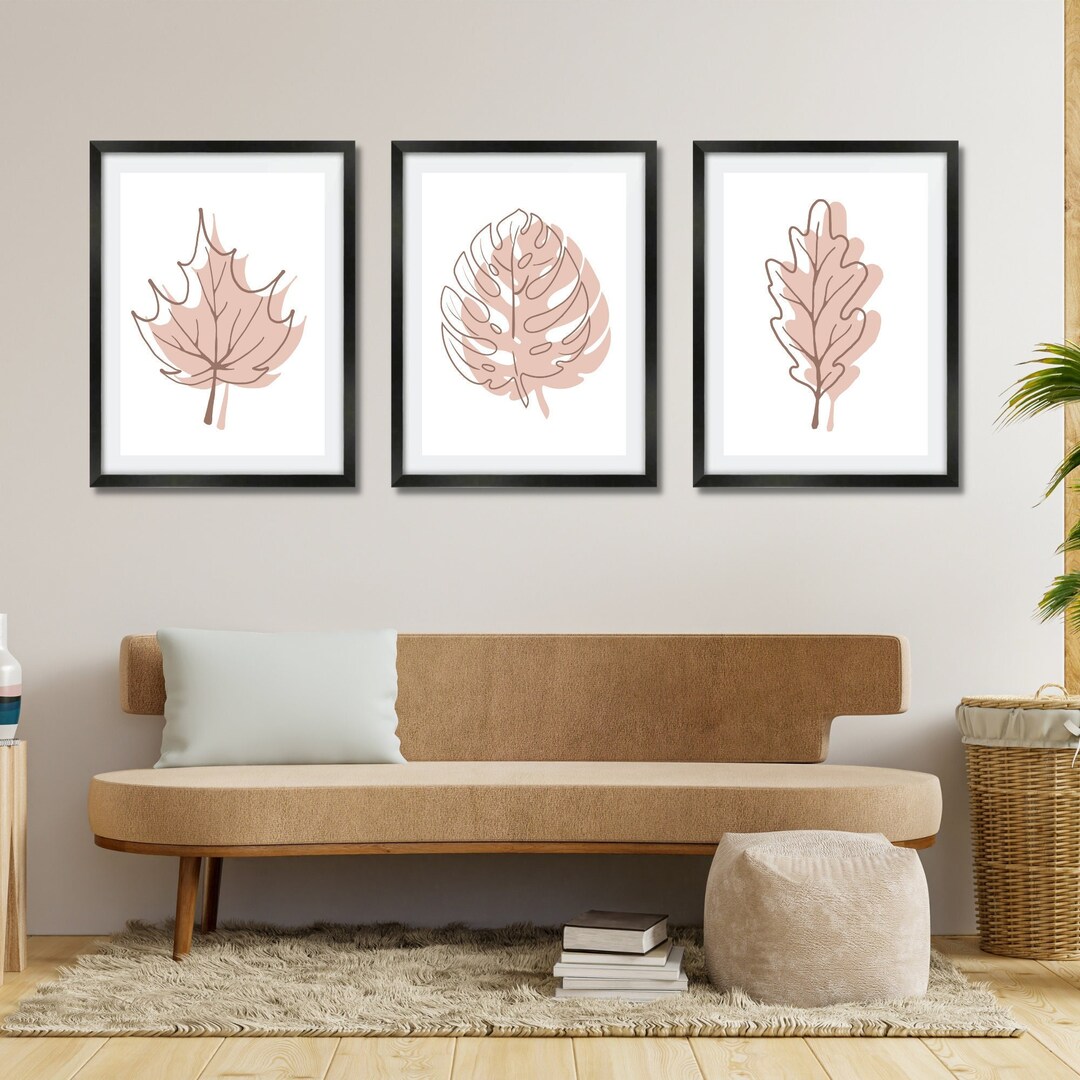 Set of 3 Printable Leaf Wall Art. Hanging Botanical Digital Etsy