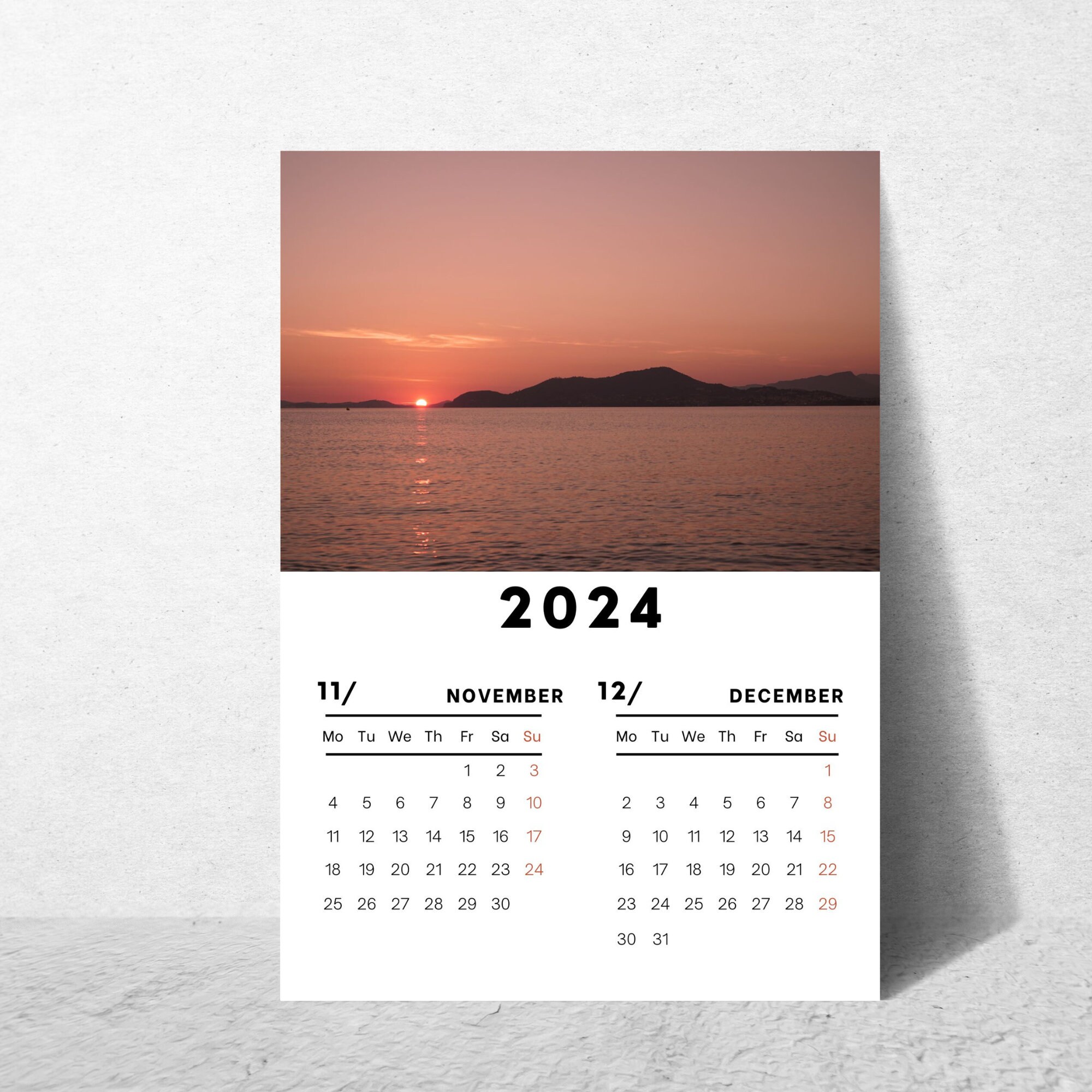 Printable Sunsets Coastal Calendar 2024 Monthly Calendar With Etsy