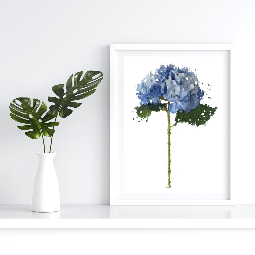 Printable Blue Hydrangea Flower Wall Art Hanging Botanical - Etsy