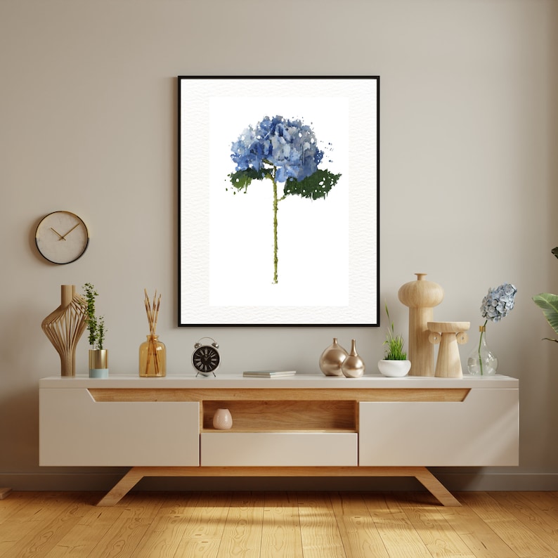 Printable Blue Hydrangea Flower Wall Art Hanging Botanical - Etsy