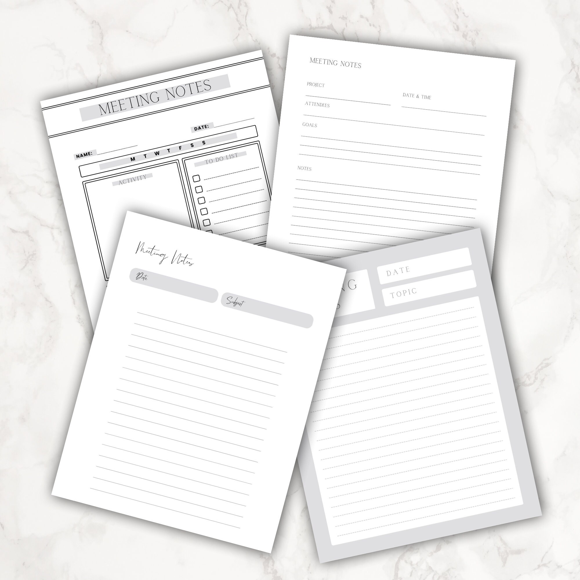 Meeting Template, Printable Meeting Notes, Meeting Notes Pages ...