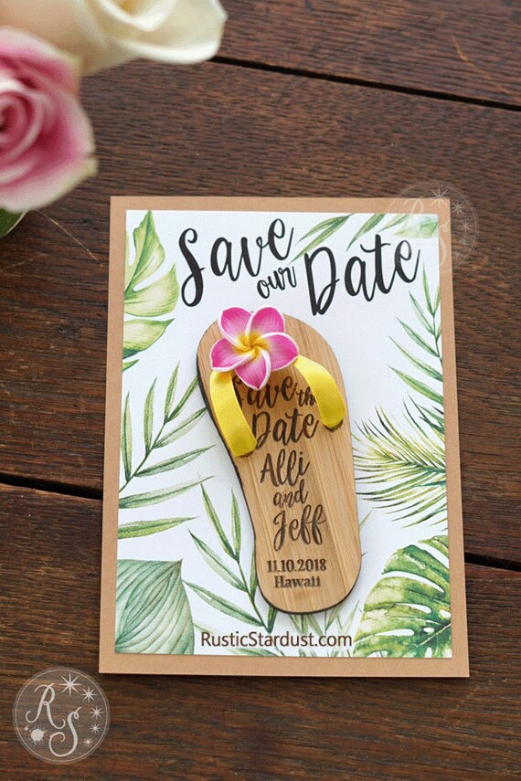 Flip Flop Boxed Tropical Save The Date Magnets Beach Flipflop