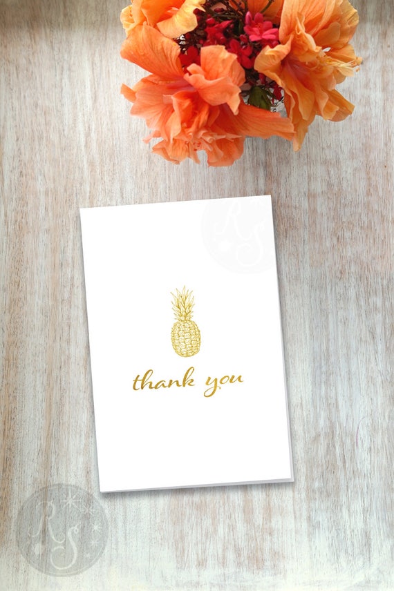 Pineapple thank you card Hawaiian wedding thank you cards | Etsy