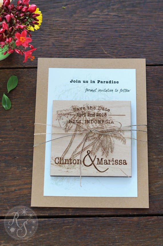 Palm Tree Save The Date Magnet Bahamas Wedding Invitation Etsy