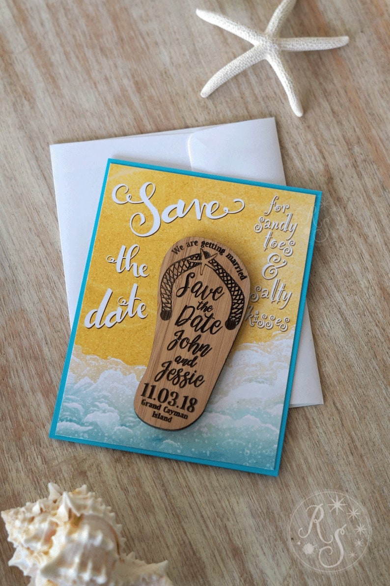 Save The Date Flip Flop Magnets With Beach Backer Card And Etsy
