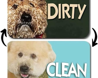 Labradoodle Dirty Clean Dishwasher Magnet - 3,5 "x2,5" Reversibler doppelseitiger Kühlschrankmagnet - Einweihungsgeschenk, lustige Kühlschrankmagnete