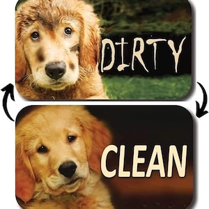 Golden Retriever Dirty Clean Dishwasher Magnet-3.5”x2.5” Reversible Double-Sided refrigerator magnet-Housewarming Gift,Funny Fridge Magnets