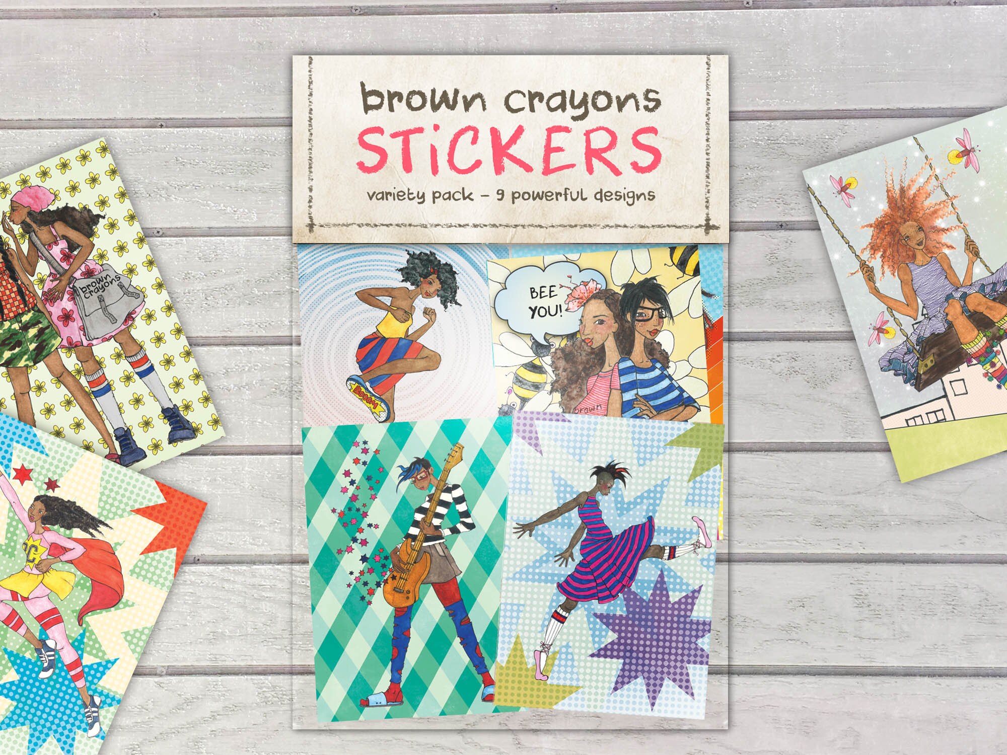 Girl Stickers / Sticker Variety Pack / Brown Girl Stickers / Etsy