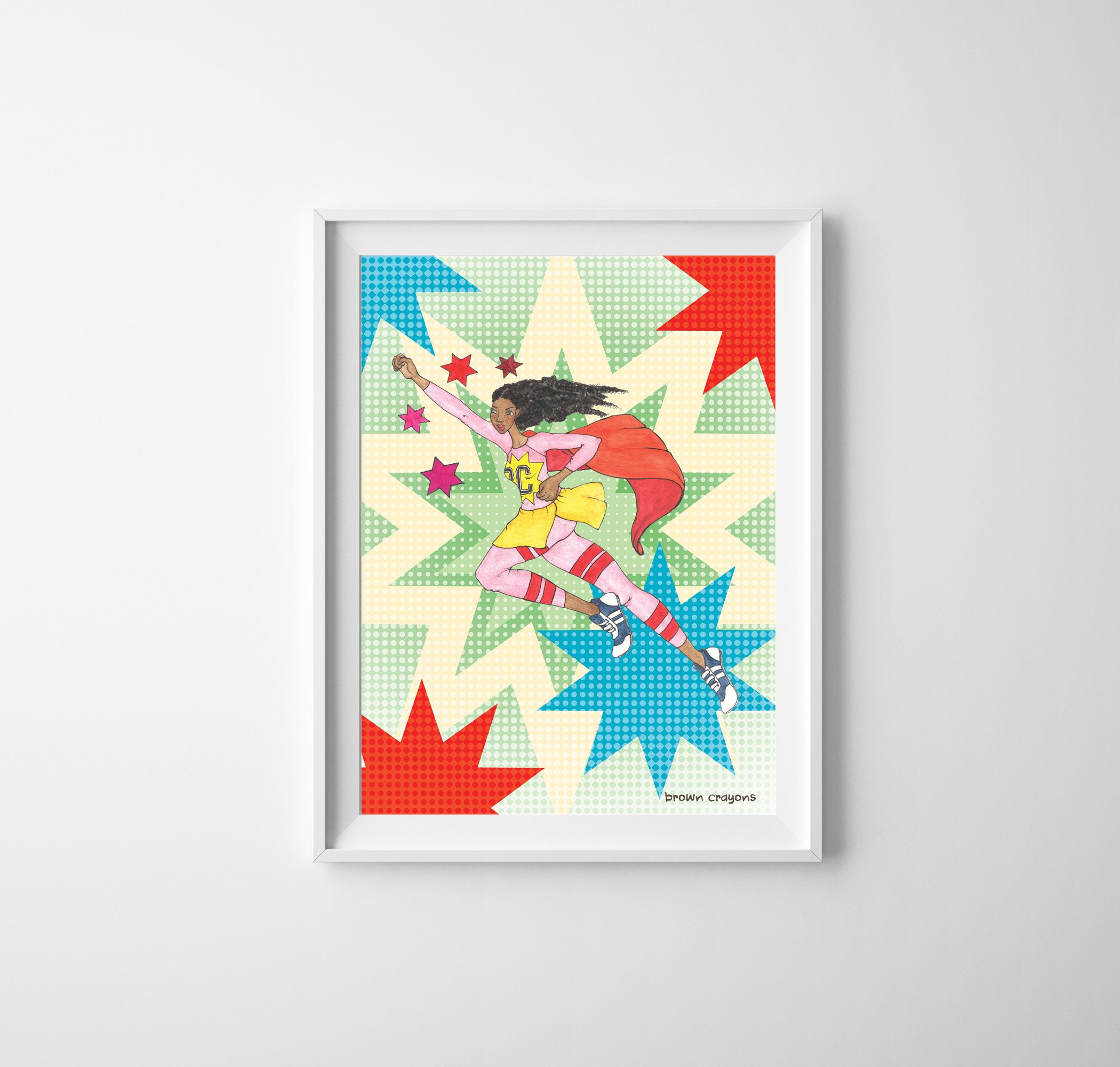 Impression Murale | Fille Superhero Décor Mural Pour La Chambre Des Filles Art de Pépinière d'un Dor