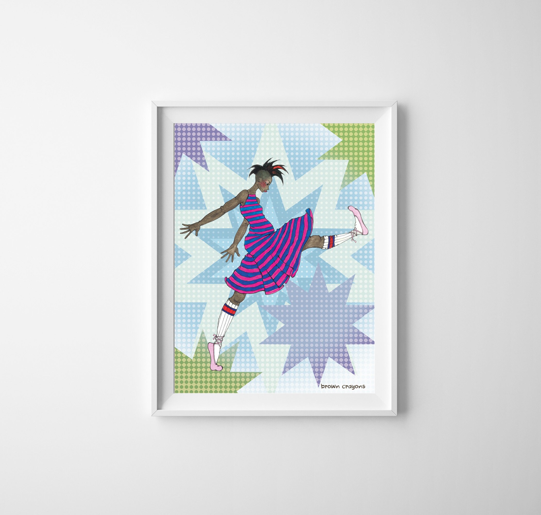 Impression Murale | Strong Girl avec Punk Haircut Kicking Décor Mural Pour La Chambre Des Filles Art