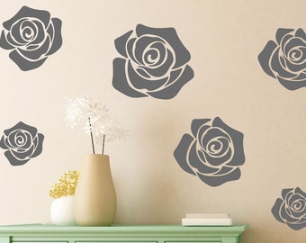 Calcomanía de pared de flores, pegatina de pared de flores, calcomanía de pared de oficina, arte de pared de oficina, arte de pared de dormitorio, calcomanía de pared de vivero, calcomanías de pared florales, rosa