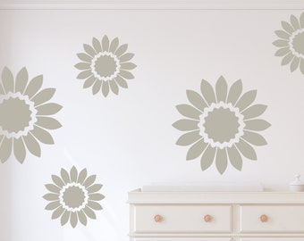 Vinilos decorativos de girasoles con pétalos sólidos, ideales para la decoración de la habitación infantil y como arte mural. Perfectos para la oficina, el dormitorio y el baño. Decoración floral para pared (hazlo tú mismo).