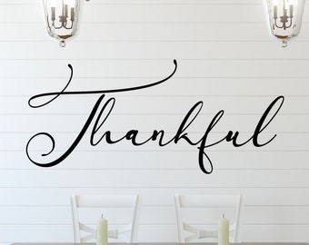 Calcomanía de pared de agradecimiento para cocina, comedor o sala de estar, perfecta para la decoración de otoño o un accesorio de pared de galería, estilo granja.
