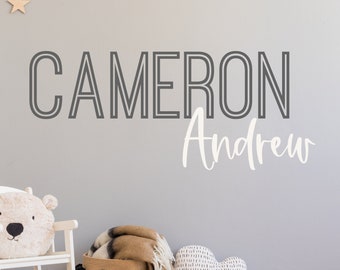 Vinilo decorativo personalizado con el nombre del niño para la habitación infantil, decoración moderna para habitaciones de niños y adolescentes, nombre y segundo nombre, letras de vinilo personalizadas, baby shower