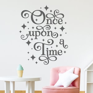 Once upon a time decal for book nook and book lovers, boys and girls room decor, reading decal. Kids bedroom wall decal, bookshelf decor