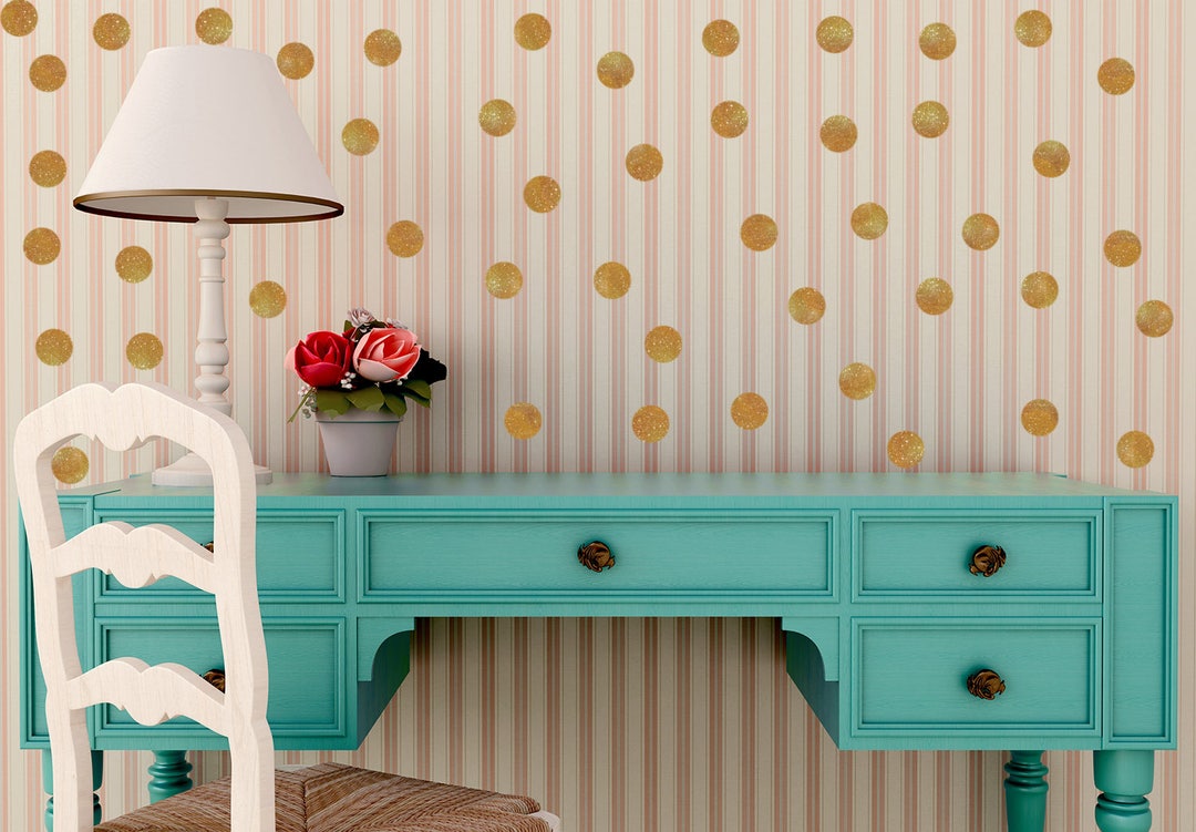 Wall Dot Decals Gold Wall Decals Polka Dot Stickers Peel and Etsy
