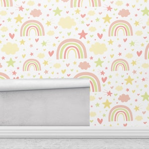 Rainbow wallpaper peel and stick removable reusable with | Etsy