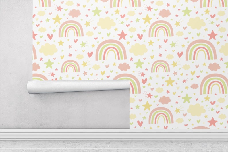 Rainbow Wallpaper Peel and Stick Removable Reusable With - Etsy