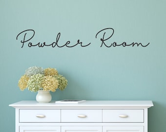 Powder room decal for bathroom decor, on the door or wall