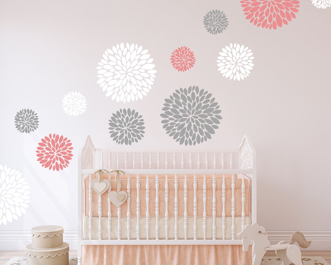 Floral Wall Decals, Flower Wall Decal, Nursery Wall Decal, Baby Room ...