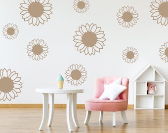 Vinilos decorativos de girasoles para pared, decoración para habitación de niñas, decoración para guardería, decoración de girasoles, vinilos decorativos para oficina. Vinilos decorativos florales para pared, regalo para baby shower, vinilos decorativos para adolescentes.