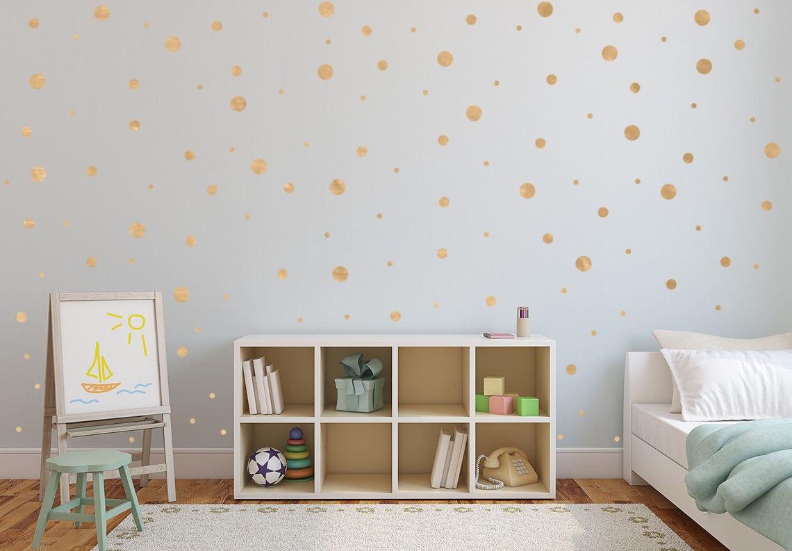 Wall Dot Decals Gold Wall Decals Polka Dot Stickers Peel and Etsy