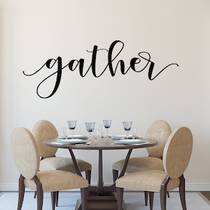 Calcomanía de pared Gather, decoración de comedor, calcomanía de pared de cocina, decoración de Acción de Gracias, casa de campo, decoración de pared de otoño, calcomanía de pared rústica