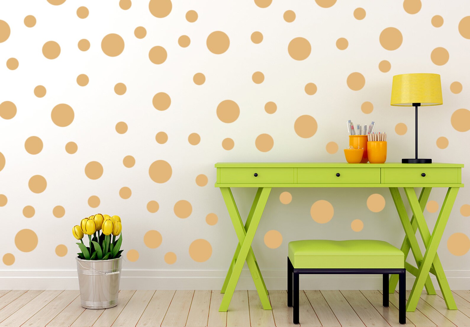 Wall Dot Decals Gold Wall Decals Polka Dot Stickers Peel and Etsy