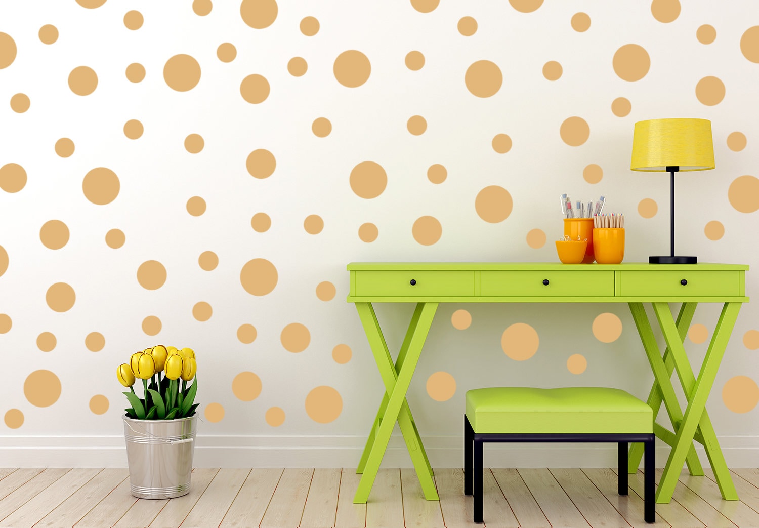 Wall Dot Decals Gold Wall Decals Polka Dot Stickers Peel and Etsy
