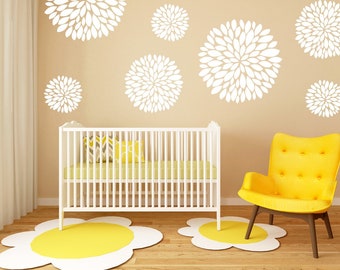 Wall Flower Decal, Vinyl Flower Decal, Dahlia Wall Decal, Bloom Decal, Nursery Wall Decal, Flower Bloom Decal, Girls Wall Vinyl Decal
