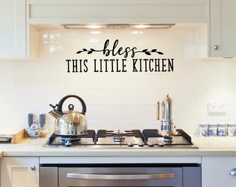 Calcomanía de pared para cocina con texto "Bless This Little" - Decoración de granja - Decoración de pared - Decoración de cocina - Decoración rústica - Arte de pared