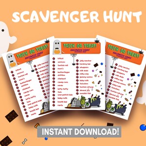 Halloween Candy Scavenger Hunt Printable Trick or Treating - Etsy
