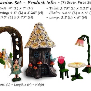 Premium Fairy Garden Kit Fairy House, Fairies and Fairy Seating, FREE SHIPPING 7, Fairy House w/Yellow Daisy Roof image 4