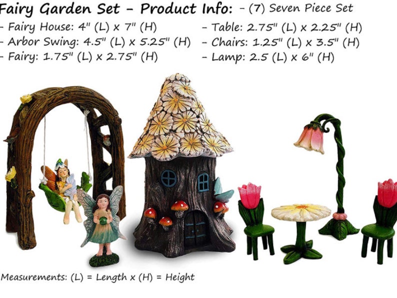 Premium Fairy Garden Kit Fairy House, Fairies and Fairy Seating, FREE SHIPPING 7, Fairy House w/Yellow Daisy Roof image 4