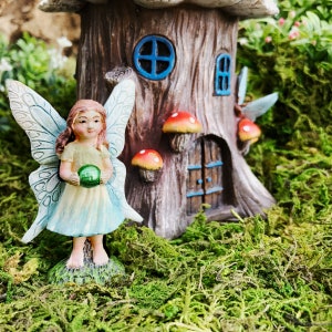 Premium Fairy Garden Kit Fairy House, Fairies and Fairy Seating, FREE SHIPPING 7, Fairy House w/Yellow Daisy Roof image 3