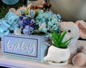 Whimsical White Baby Elephant Planter - Perfect for Elephant-Themed Baby Showers and Nursery Decor