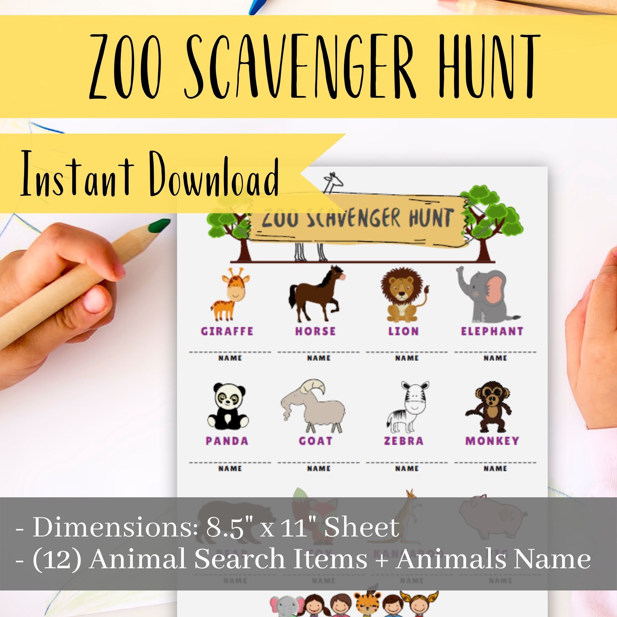 Zoo Scavenger Hunt Printable Fast and Easy Instant Download - Etsy Zoo Scavenger Hunt Printable Fast and Easy Instant Download - Etsy