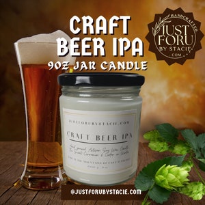 Craft Beer IPA, 9oz Soy Wax Jar Candle