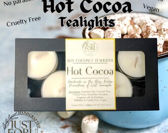 Hot Cocoa Scented Tealights, Soy Coconut Wax 5 pack