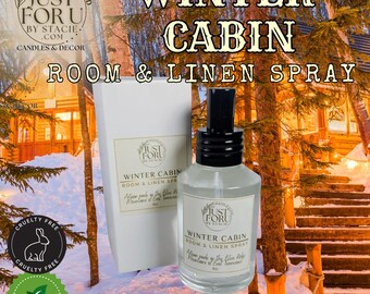 Winter Cabin scented, Natural Room & Linen Spray, 4 oz glass sprayer