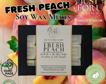 Fresh Peach scented, Soy Wax Melts, 12 pack cubes